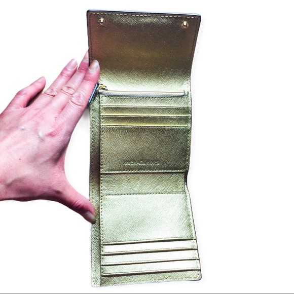 ***SOLD*** NWOT Michael Kors Gold Leather Tri-Fold Wallet - Picture 3 of 3